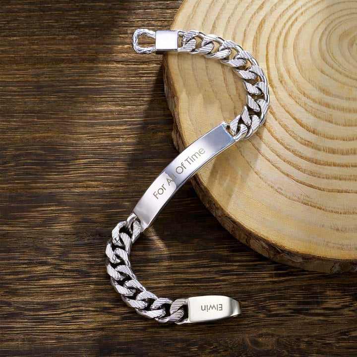10mm Men's Curb Chain Bracelet Engraved Silver 925 | Personalized Jewelry Bracelet With Engraving For Men - Remisia
