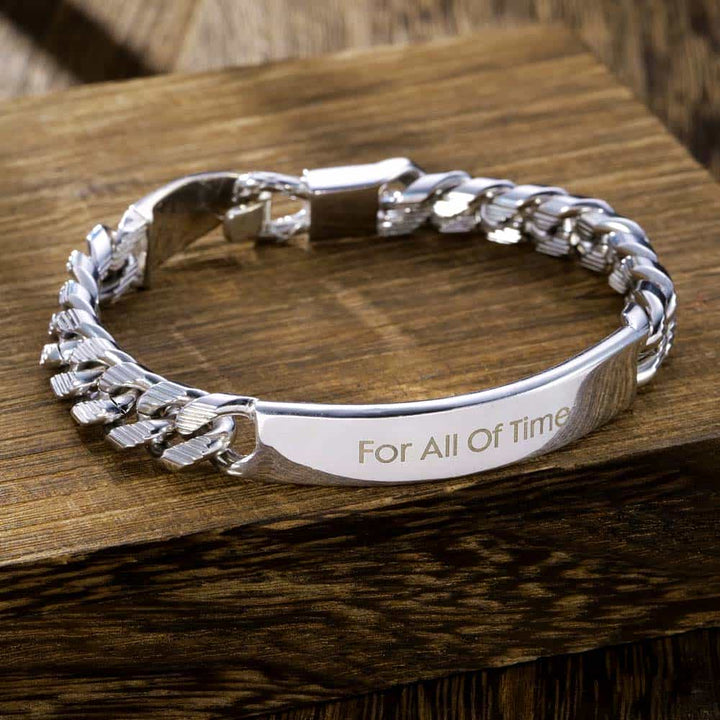 10mm Men's Curb Chain Bracelet Engraved Silver 925 | Personalized Jewelry Bracelet With Engraving For Men - Remisia