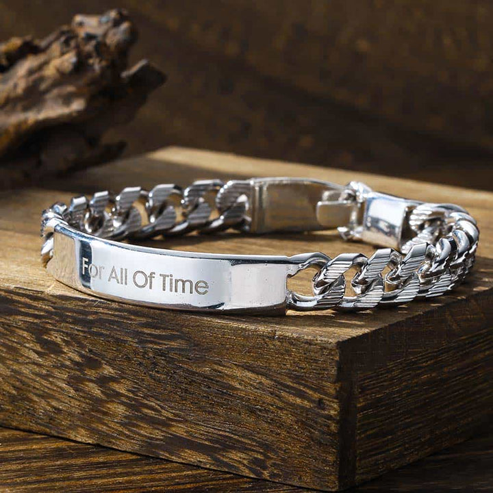 10mm Men's Curb Chain Bracelet Engraved Silver 925 | Personalized Jewelry Bracelet With Engraving For Men - Remisia