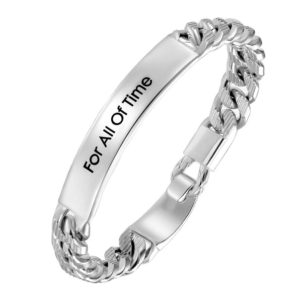 10mm Men's Curb Chain Bracelet Engraved Silver 925 | Personalized Jewelry Bracelet With Engraving For Men - Remisia