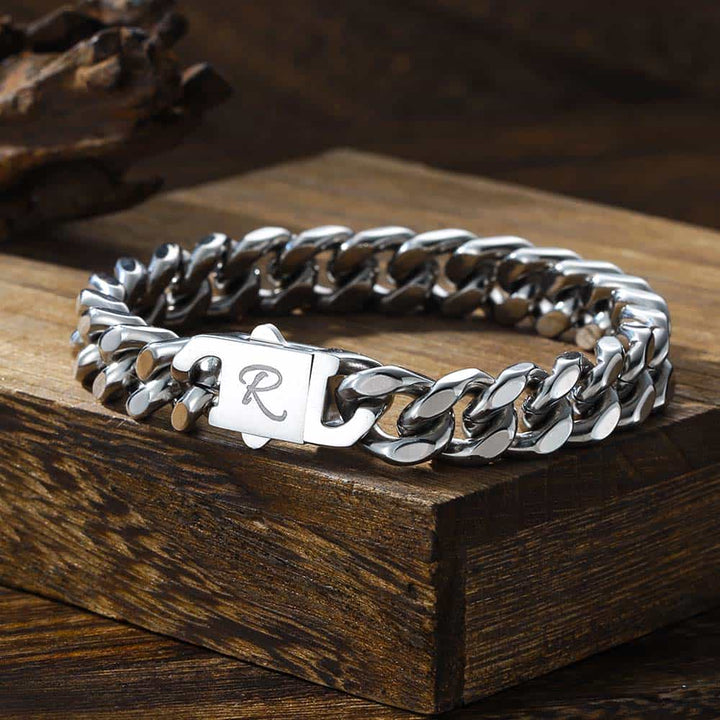 10mm Curb Chain Bracelet Men With Engraving Silver 925 | Personalized  Engraved Silver Bracelet For Men - Remisia