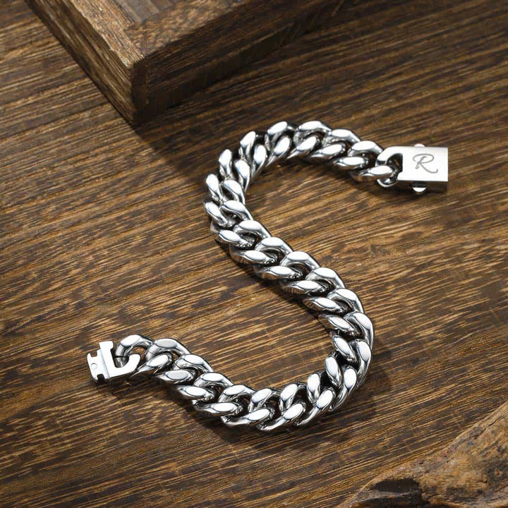 10mm Curb Chain Bracelet Men With Engraving Silver 925 | Personalized  Engraved Silver Bracelet For Men - Remisia