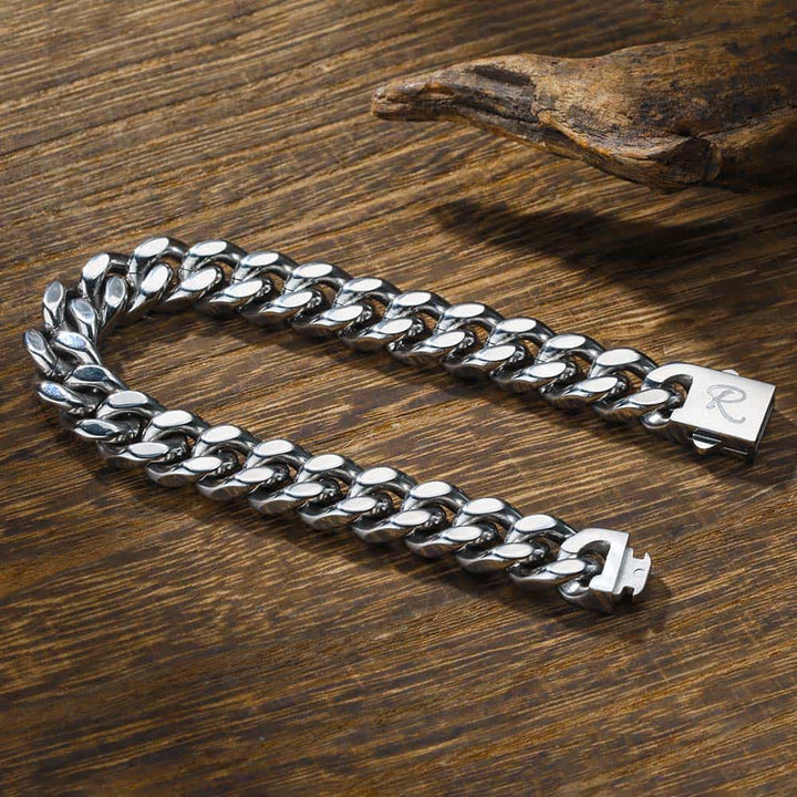 10mm Curb Chain Bracelet Men With Engraving Silver 925 | Personalized  Engraved Silver Bracelet For Men - Remisia
