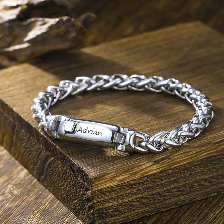 9mm Personalized Bracelet with Engraving for Men Silver 925 | Personalized Name Gifts Bracelet Men - Remisia