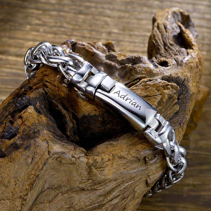 9mm Personalized Bracelet with Engraving for Men Silver 925 | Personalized Name Gifts Bracelet Men - Remisia