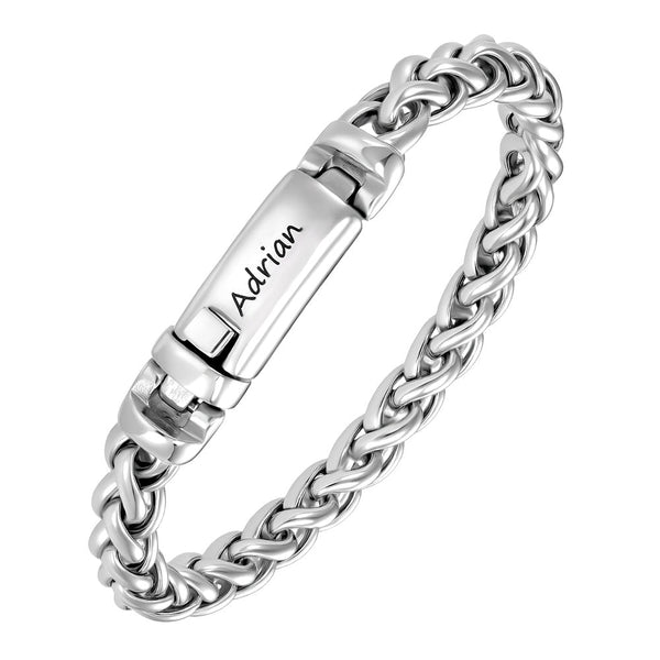 9mm Personalized Bracelet with Engraving for Men Silver 925 | Personalized Name Gifts Bracelet Men - Remisia