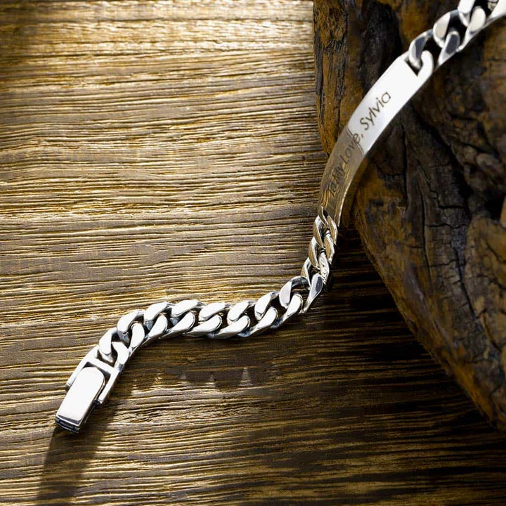 6mm Silver Partner Curb Bracelet Engraved | Personalized Female Bracelet Silver With Engraving