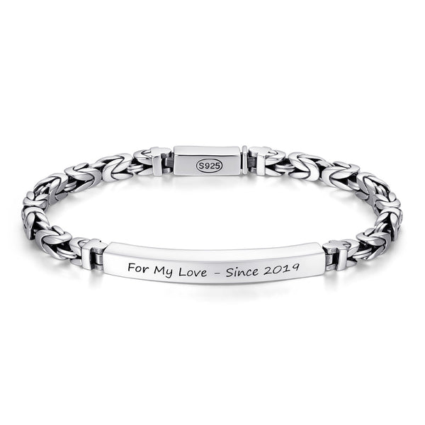 5mm Silver 925 Byzantine Chain Bracelet Men Women With Engraving | Personalized Gifts Bracelet Silver For Men Women