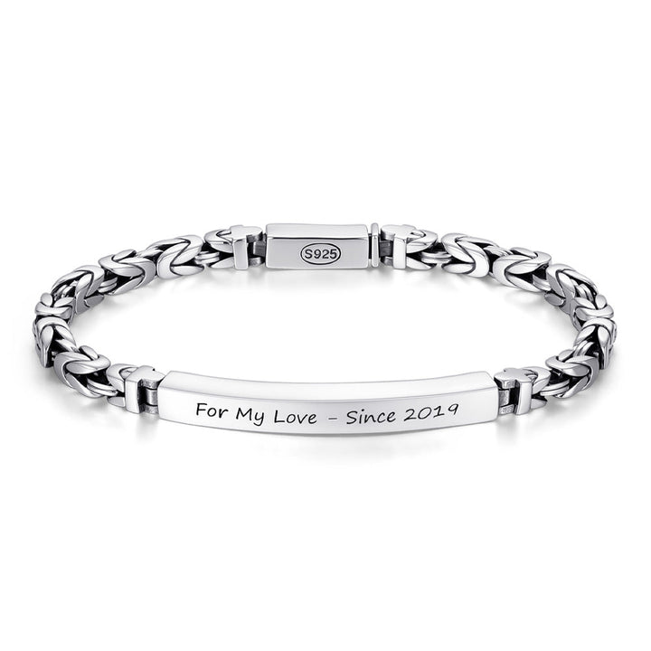 5mm Silver 925 Byzantine Chain Bracelet Men Women With Engraving | Personalized Gifts Bracelet Silver For Men Women