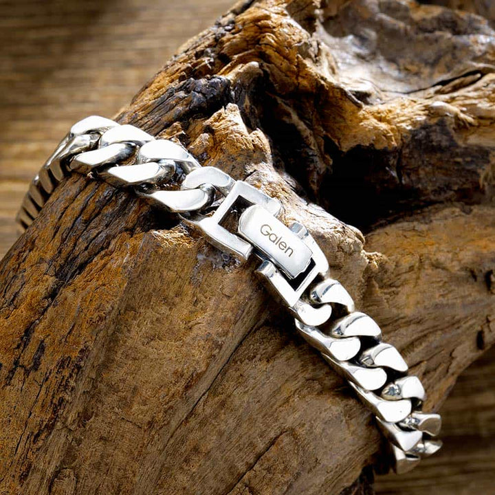 8mm Silver Curb Bracelet For Men With Engraving | Personalized Silver Bracelet With Name Engraved For Men - Remisia