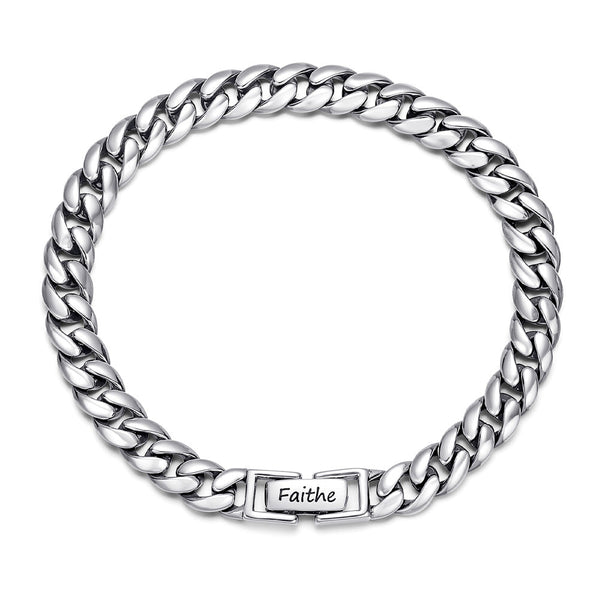 925 Silver Curb Chain Bracelet With Engraved Name