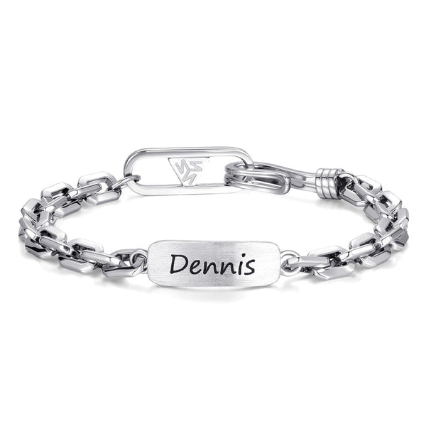 6mm Silver Anchor Chain Bracelet With Name Engraved