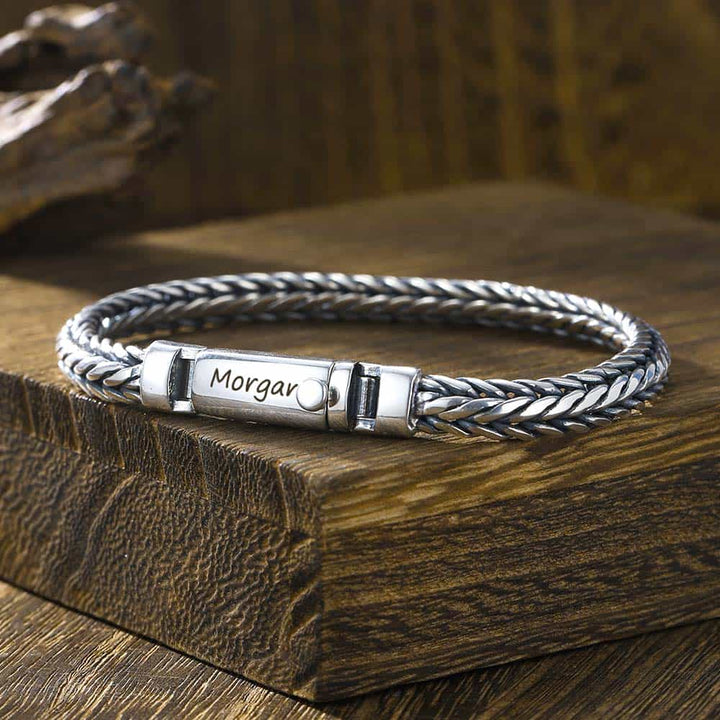 6.5mm Personalized 925 Silver Bracelet Men Women with Engraving | Personalized Gifts Jewelry Bracelet for Men