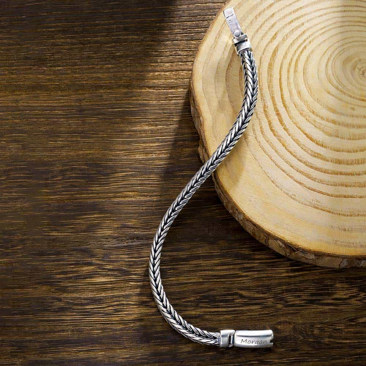 6.5mm Personalized 925 Silver Bracelet Men Women with Engraving | Personalized Gifts Jewelry Bracelet for Men