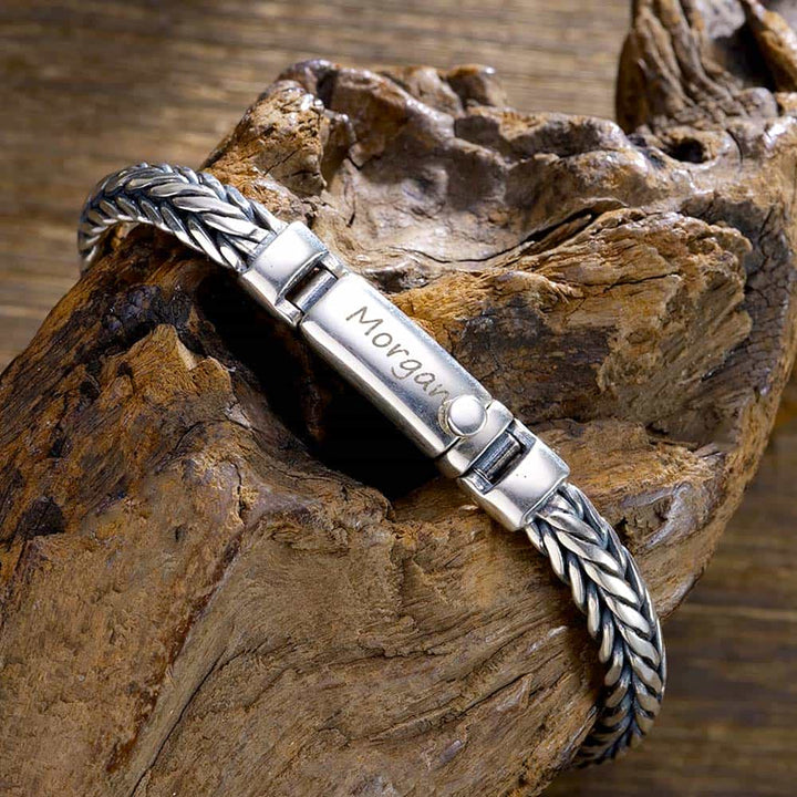 6.5mm Personalized 925 Silver Bracelet Men Women with Engraving | Personalized Gifts Jewelry Bracelet for Men