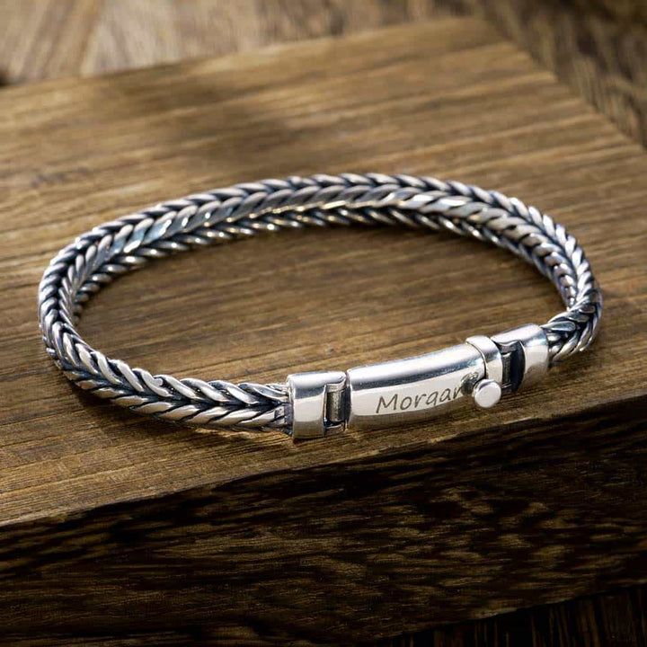 6.5mm Personalized 925 Silver Bracelet Men Women with Engraving | Personalized Gifts Jewelry Bracelet for Men