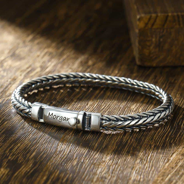 6.5mm Personalized 925 Silver Bracelet Men Women with Engraving | Personalized Gifts Jewelry Bracelet for Men