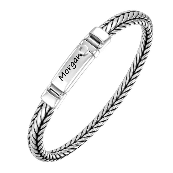 6.5mm Personalized 925 Silver Bracelet Men Women with Engraving | Personalized Gifts Jewelry Bracelet for Men