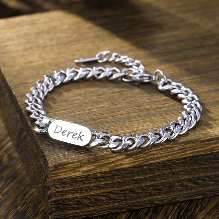 6mm 925 Silver Curb Bracelet with Name Engraving for Men and Women | Personalized Gifts Bracelet for Men - Remisia