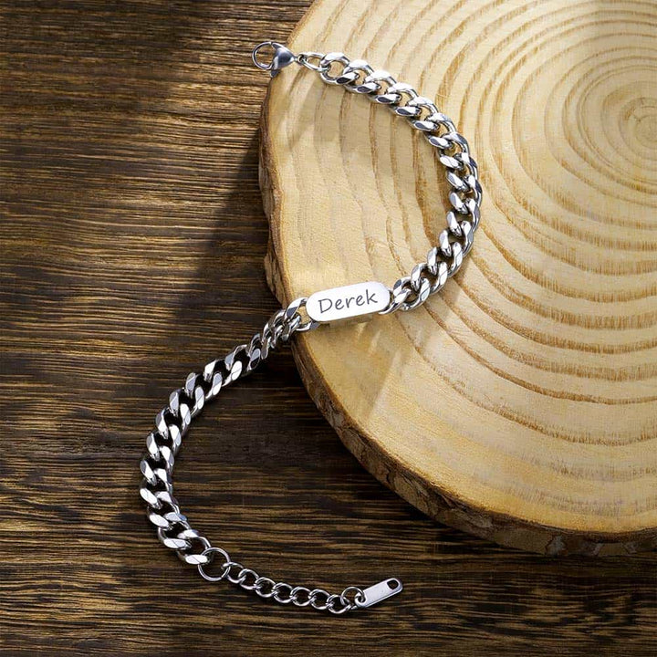 6mm 925 Silver Curb Bracelet with Name Engraving for Men and Women | Personalized Gifts Bracelet for Men - Remisia