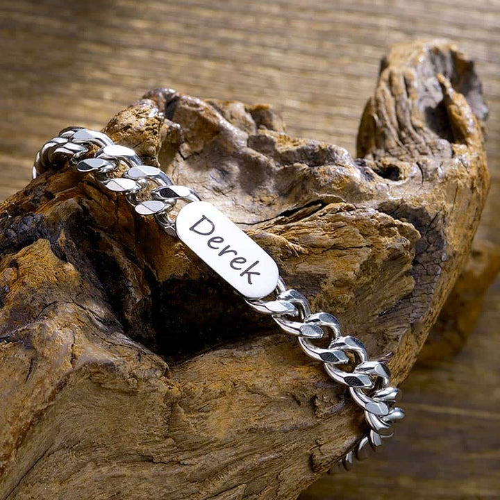 6mm 925 Silver Curb Bracelet with Name Engraving for Men and Women | Personalized Gifts Bracelet for Men - Remisia