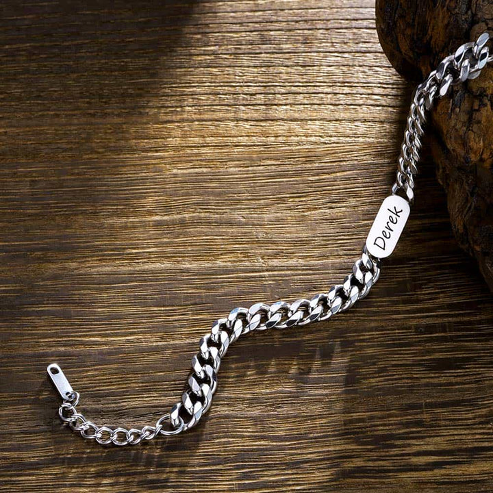 6mm 925 Silver Curb Bracelet with Name Engraving for Men and Women | Personalized Gifts Bracelet for Men - Remisia