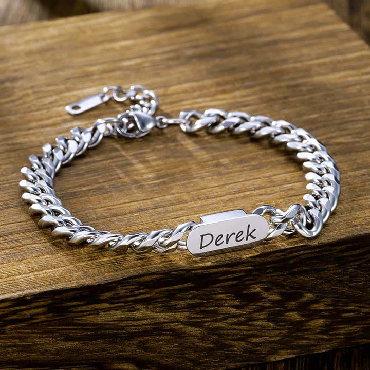 6mm 925 Silver Curb Bracelet with Name Engraving for Men and Women | Personalized Gifts Bracelet for Men - Remisia