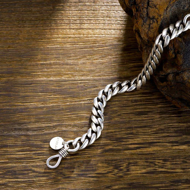 9mm Curb Chain Bracelet 925 Silver Men with Engraving | Personalized Gifts Jewelry Bracelet Silver for Men - Remisia