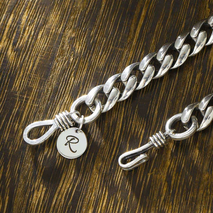 9mm Curb Chain Bracelet 925 Silver Men with Engraving | Personalized Gifts Jewelry Bracelet Silver for Men - Remisia