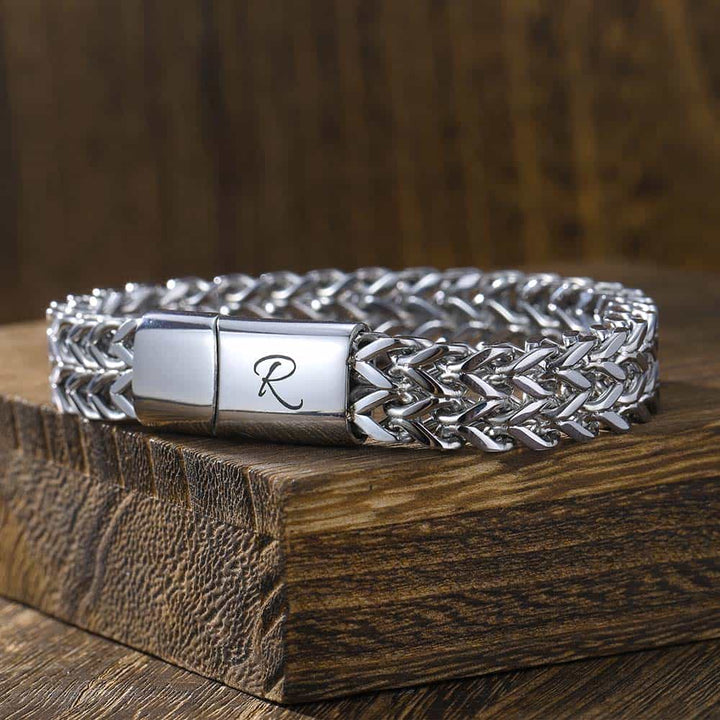 12mm Personalized 925 Silver Bracelet Men with Engraving | Double-Layer Foxtail Chain Bracelet for Men - Remisia