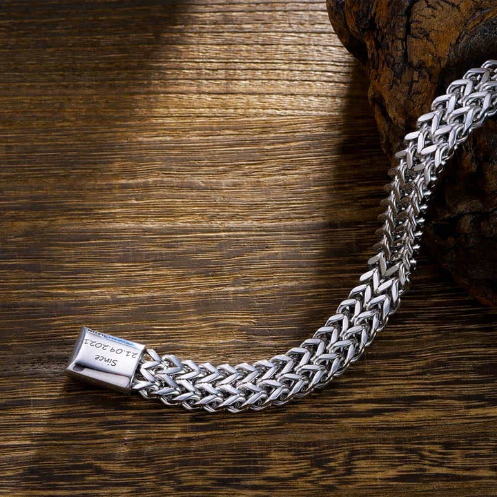 12mm Personalized 925 Silver Bracelet Men with Engraving | Double-Layer Foxtail Chain Bracelet for Men - Remisia