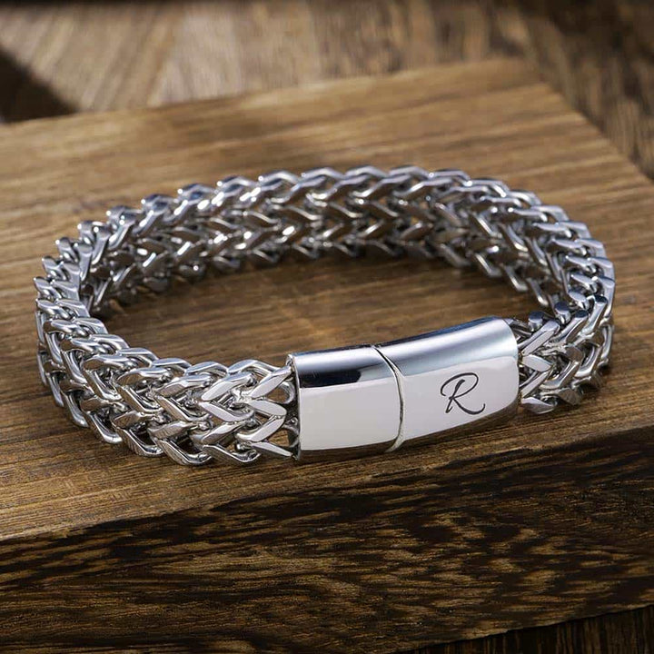 12mm Personalized 925 Silver Bracelet Men with Engraving | Double-Layer Foxtail Chain Bracelet for Men - Remisia