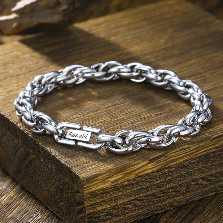 7mm Personalized Silver Bracelet Men With Engraving | Personalized Gifts Double Anchor Chain Bracelet For Men