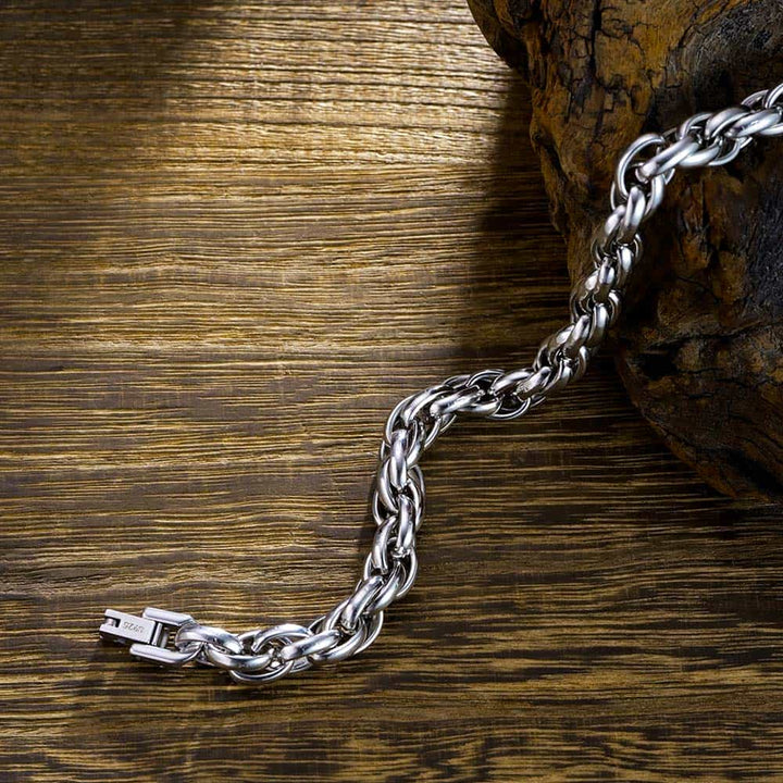 7mm Personalized Silver Bracelet Men With Engraving | Personalized Gifts Double Anchor Chain Bracelet For Men