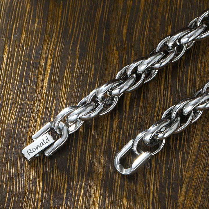 7mm Personalized Silver Bracelet Men With Engraving | Personalized Gifts Double Anchor Chain Bracelet For Men