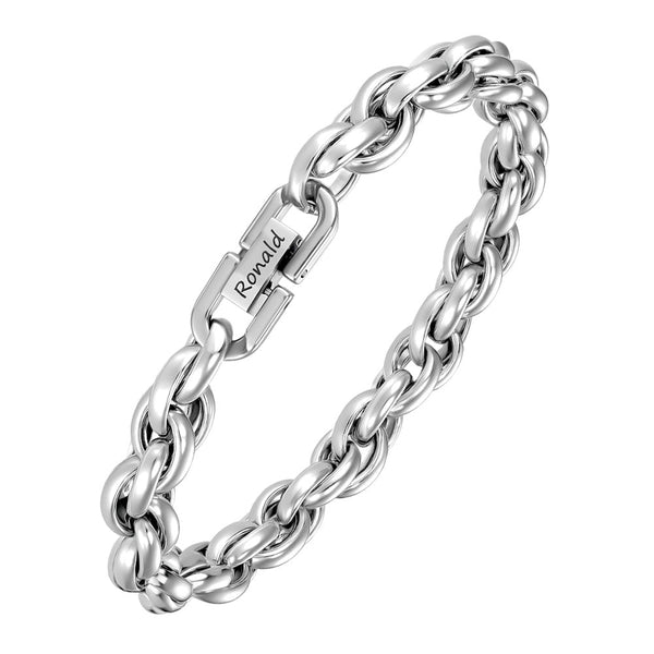 7mm Personalized Silver Bracelet Men With Engraving | Personalized Gifts Double Anchor Chain Bracelet For Men