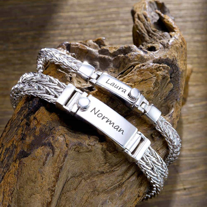 Personalized Silver Bracelet With Engraving For Couples, BFF Bracelet Silver Bracelet Men Women With Engraving