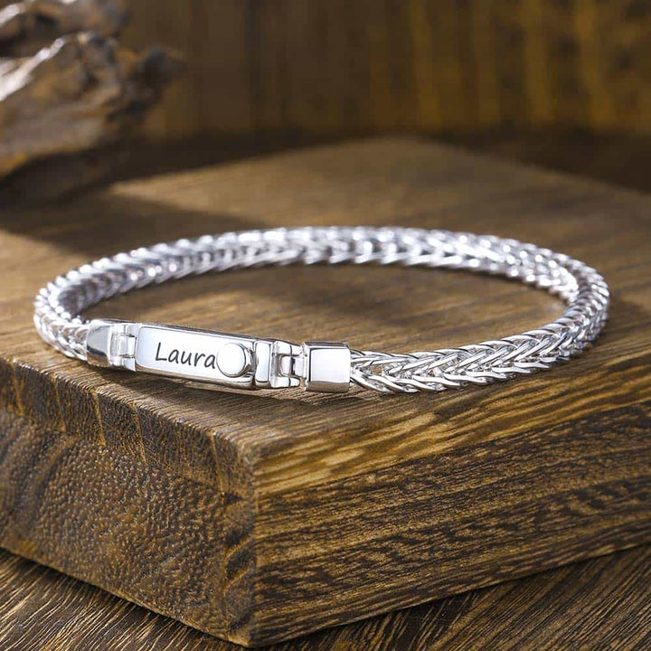 4mm Personalized Silver Bracelet For Women With Engraving | Foxtail Chain Bracelet Gifts Jewelry For Women - Remisia
