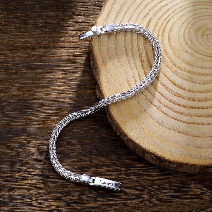 4mm Personalized Silver Bracelet For Women With Engraving | Foxtail Chain Bracelet Gifts Jewelry For Women - Remisia