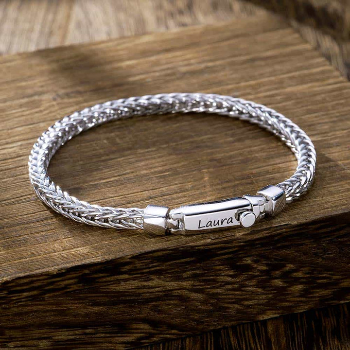 4mm Personalized Silver Bracelet For Women With Engraving | Foxtail Chain Bracelet Gifts Jewelry For Women - Remisia