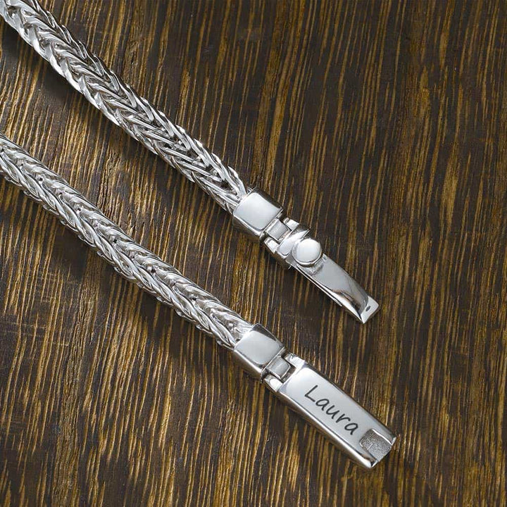 4mm Personalized Silver Bracelet For Women With Engraving | Foxtail Chain Bracelet Gifts Jewelry For Women - Remisia