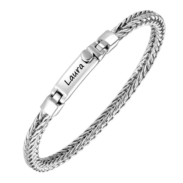 4mm Personalized Silver Bracelet For Women With Engraving | Foxtail Chain Bracelet Gifts Jewelry For Women - Remisia