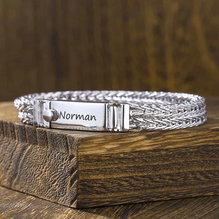 8mm Personalized Silver Bracelet For Men With Engraving | Foxtail Chain Bracelet Gifts Jewelry For Men - Remisia