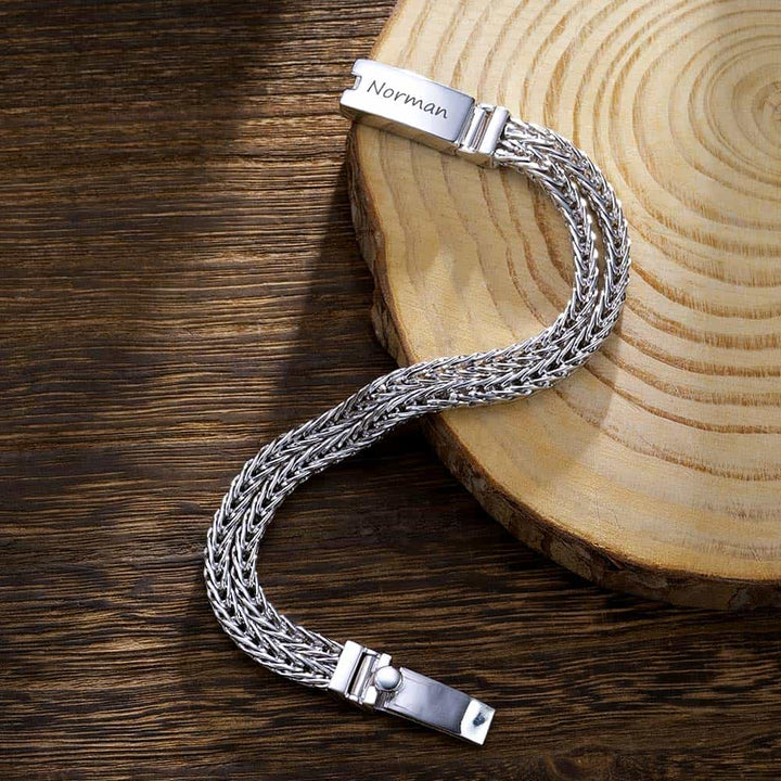 8mm Personalized Silver Bracelet For Men With Engraving | Foxtail Chain Bracelet Gifts Jewelry For Men - Remisia