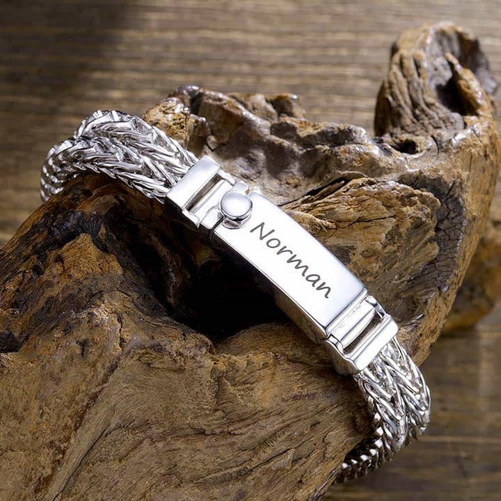 8mm Personalized Silver Bracelet For Men With Engraving | Foxtail Chain Bracelet Gifts Jewelry For Men - Remisia