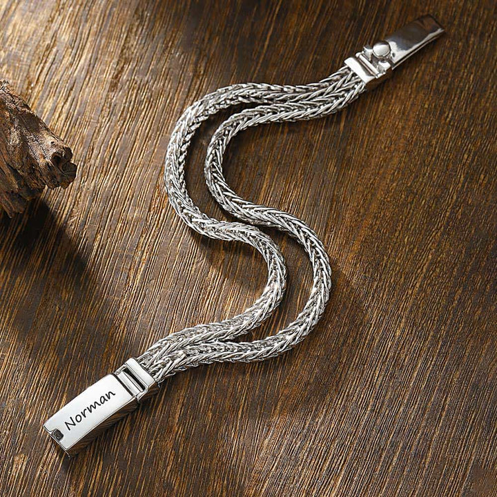 8mm Personalized Silver Bracelet For Men With Engraving | Foxtail Chain Bracelet Gifts Jewelry For Men - Remisia