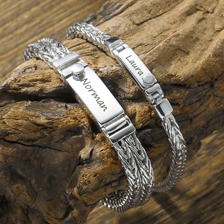Personalized Silver Bracelet With Engraving For Couples, BFF Bracelet Silver Bracelet Men Women With Engraving