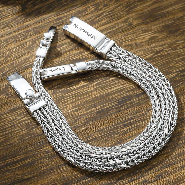 Personalized Silver Bracelet With Engraving For Couples, BFF Bracelet Silver Bracelet Men Women With Engraving