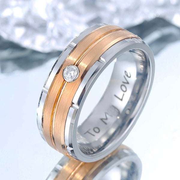Custom Tungsten Ring With Zircon 8mm - Herald