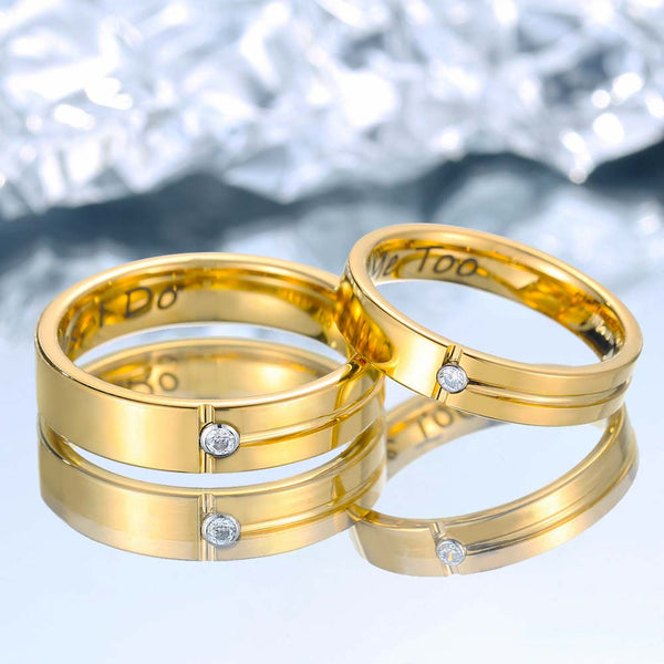 Plain Gold Plated Tungsten Wedding Ring - Golden Startline